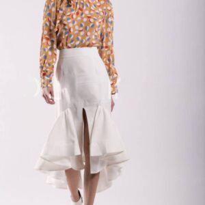 Falda fruncido inferior blanca Talla CH