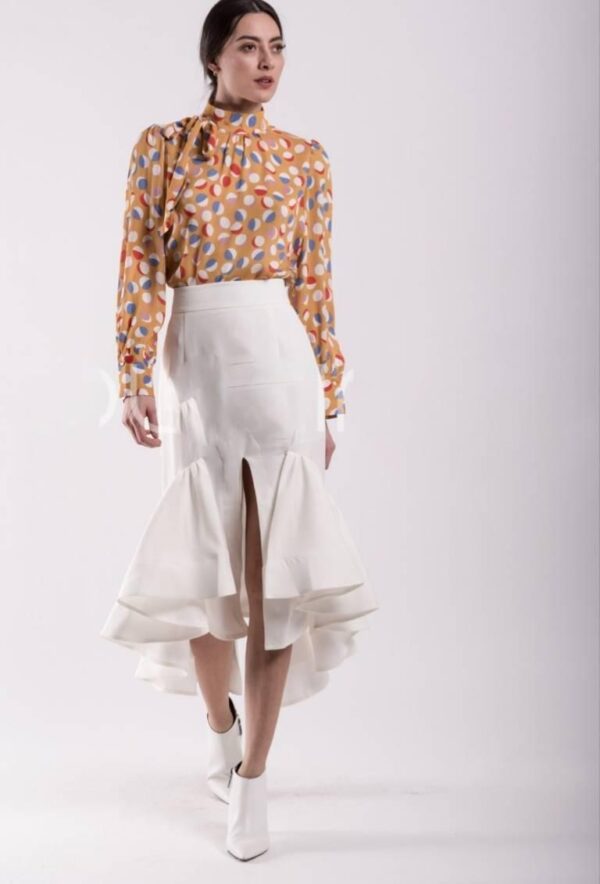 Falda fruncido inferior blanca Talla CH